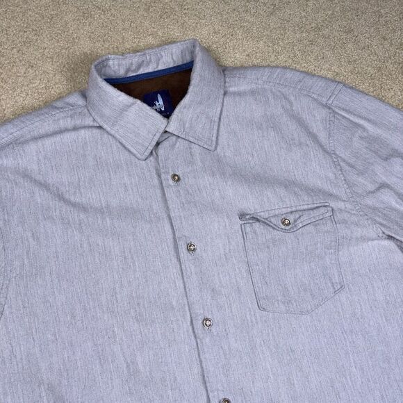 Johnnie-O Button Up Elbow Patches Shirt Men’s Size L Gray Casual Preppy - Picture 1 of 8